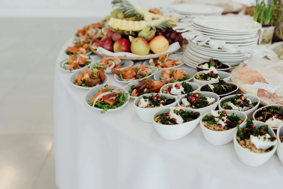 Catering buffet setup by Taqueria San Jose